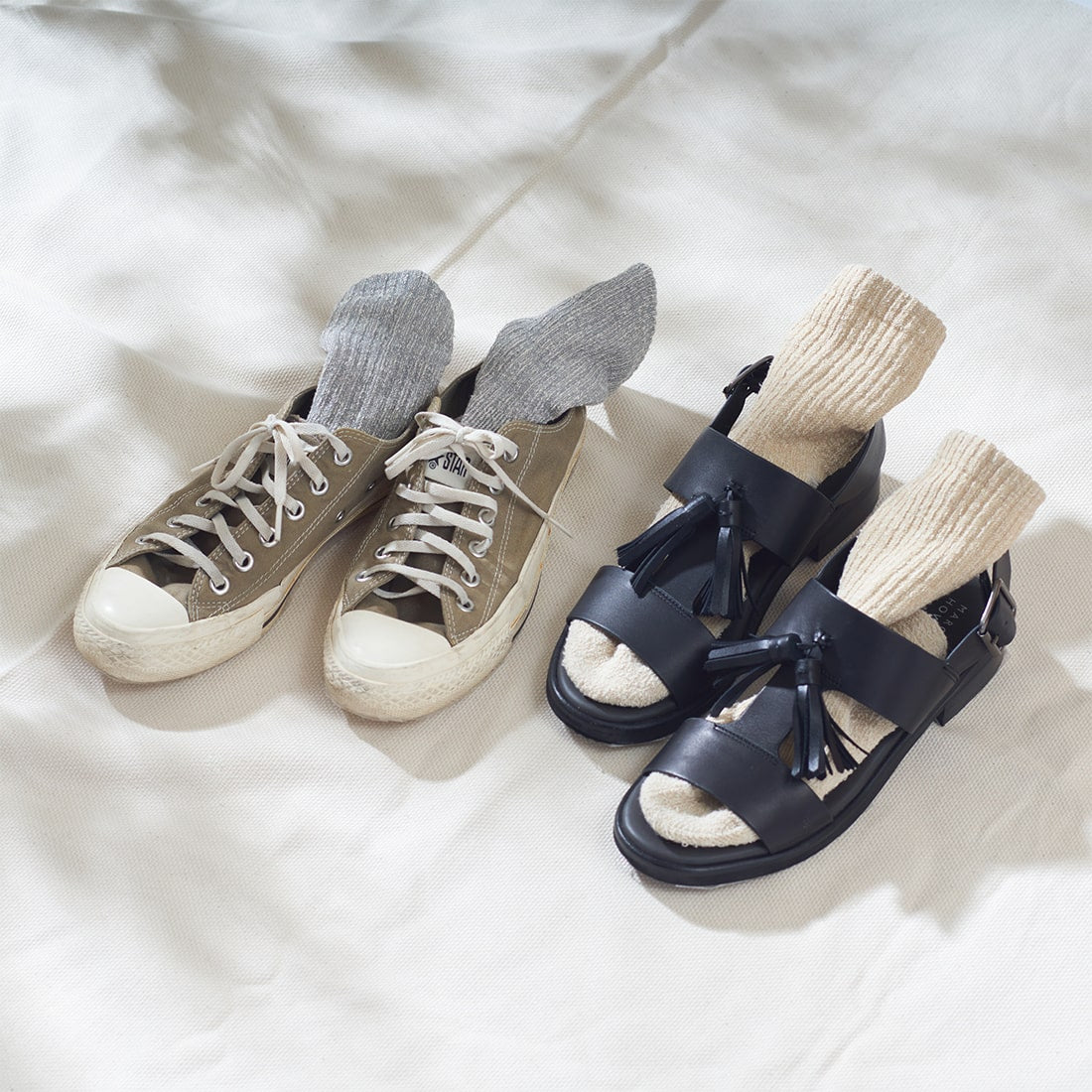 麻と絹のパイルソックス