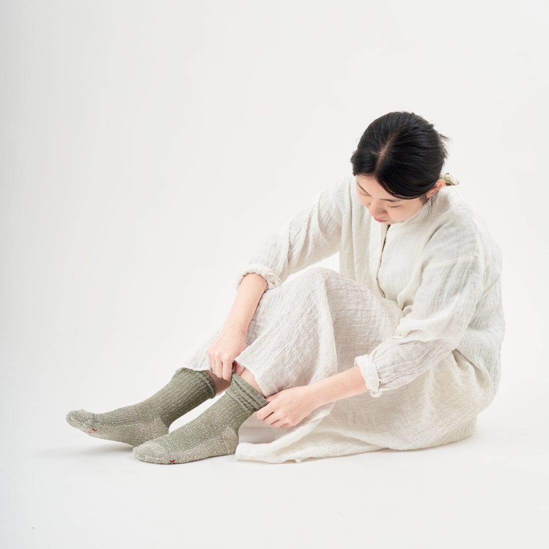 麻と絹のパイルソックス(Lサイズが新入荷)