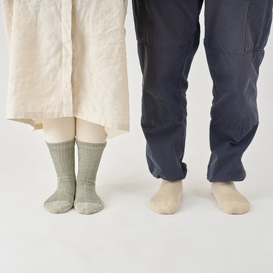 麻と絹のパイルソックス