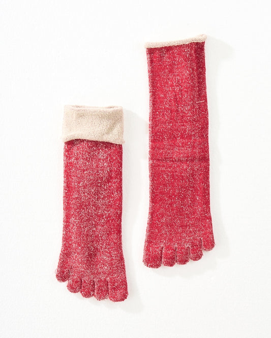 シルク&ウール パイル5本指靴下