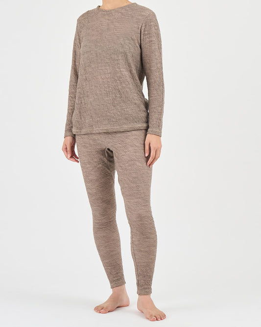 気品を纏う、シルク&ウールインナー上下セット(Uネック+レギンス )*