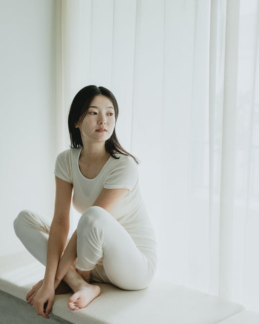 汗悩みを救う、シルク100%リブレギンス