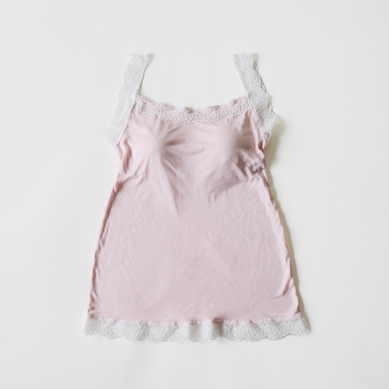 【OUTLET 20%OFF】粉雪カップ付きシルクキャミソール*