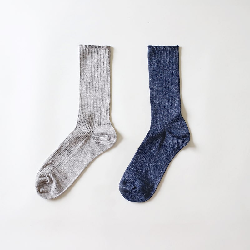 【30%OFF】リネン&シルク 先丸靴下〈メンズ〉*