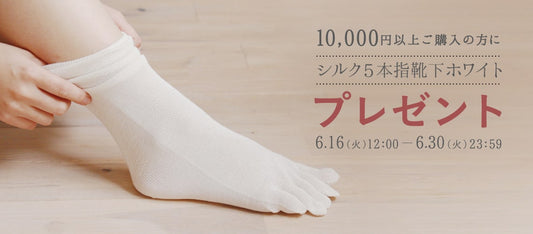 [期間限定]シルク５本指靴下ホワイトプレゼントキャンペーンのお知らせ