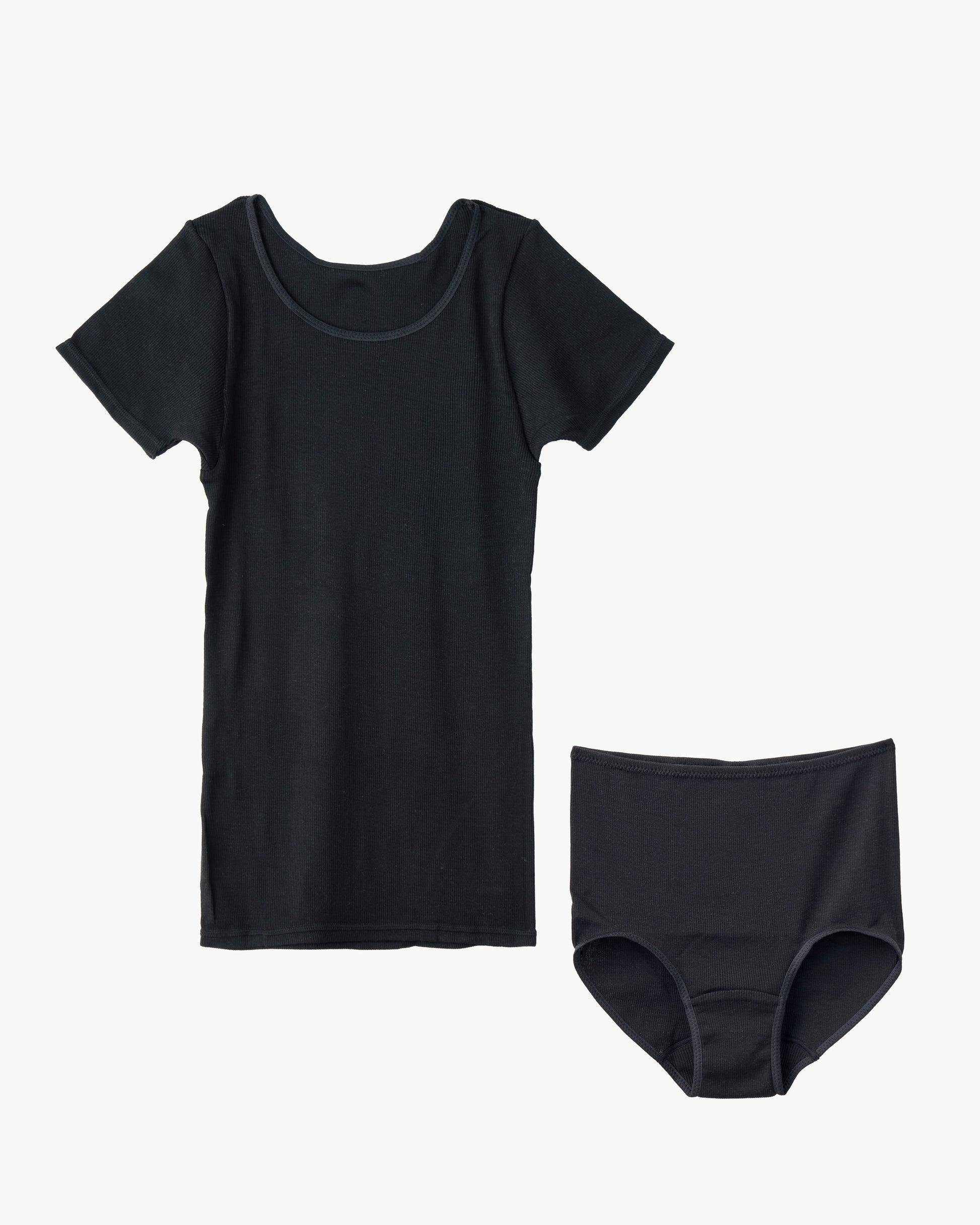 汗悩みを救う、シルク100%リブインナー上下セット（フレンチ