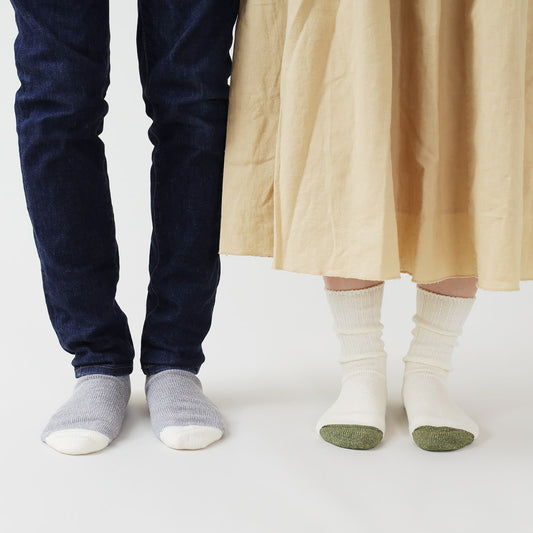 お揃いで履きたい、お手軽冷えとり靴下リブバイカラー