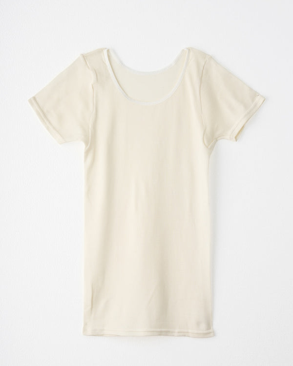 汗悩みを救う、シルク100%リブフレンチスリーブ