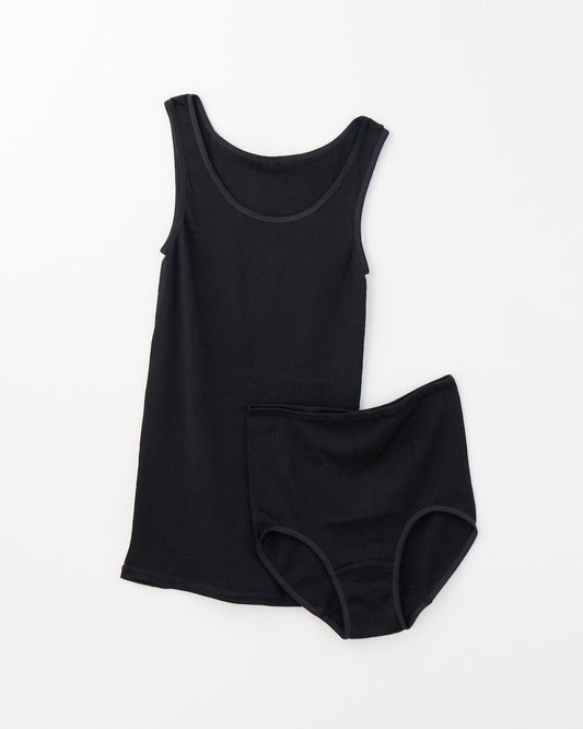 汗悩みを救う、シルク100%リブインナー上下セット（タンクトップ＋ショーツ）*