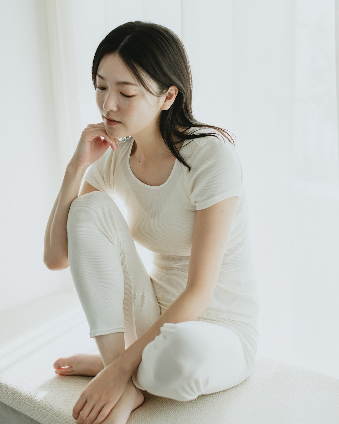 汗悩みを救う、シルク100%リブレギンス