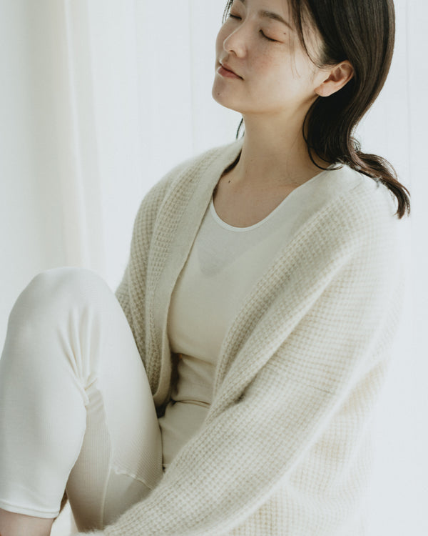 シルク100%リブインナー上下セット（フレンチスリーブ＋ショーツ）*