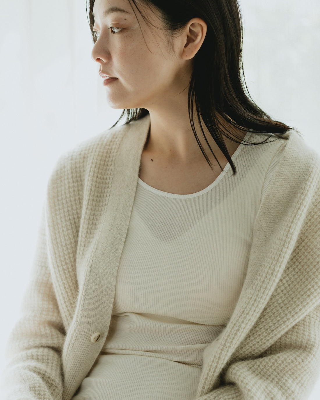 汗悩みを救う、シルク100%リブインナー上下セット（タンクトップ＋